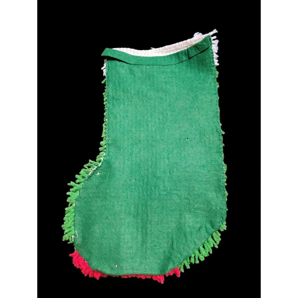 Vintage Latch Hook Santa Stocking Felt